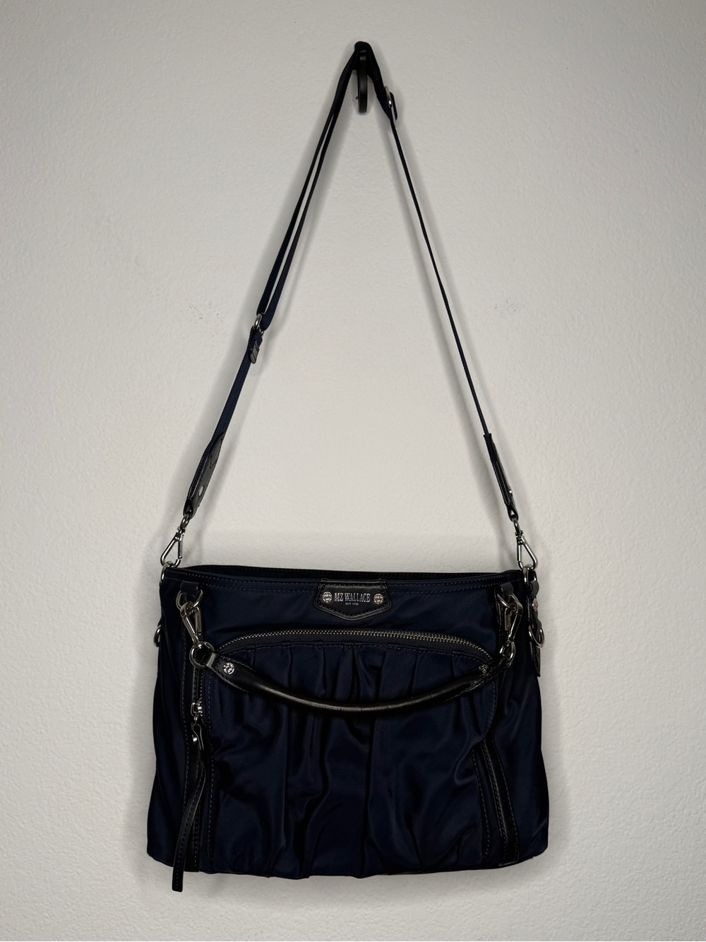 MZ Wallace Bag Nikki Nylon Silver Hardware Navy Size OS - Picture 2 of 15